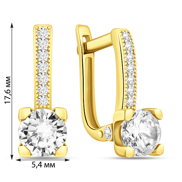 Сережки из желтого золота с фианитами (арт. 110454ж) – изображение 3