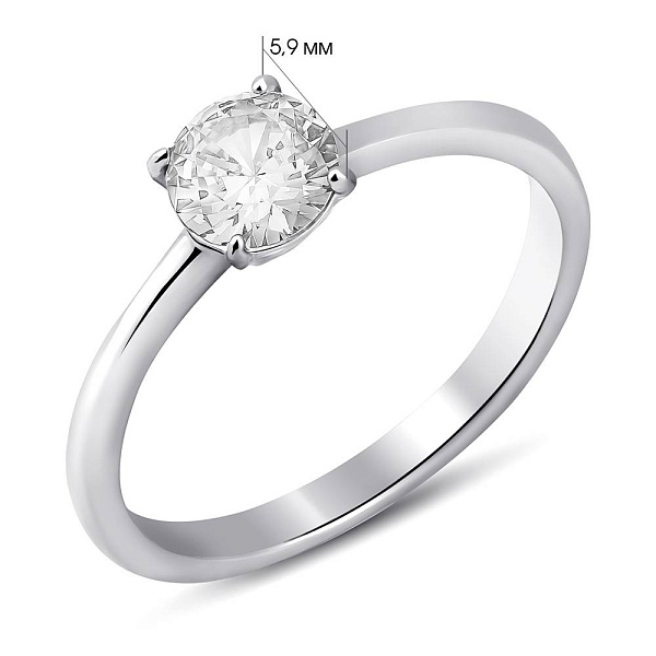 Серебряное кольцо с одним фианитом (арт. 7501/8214) – изображение 2