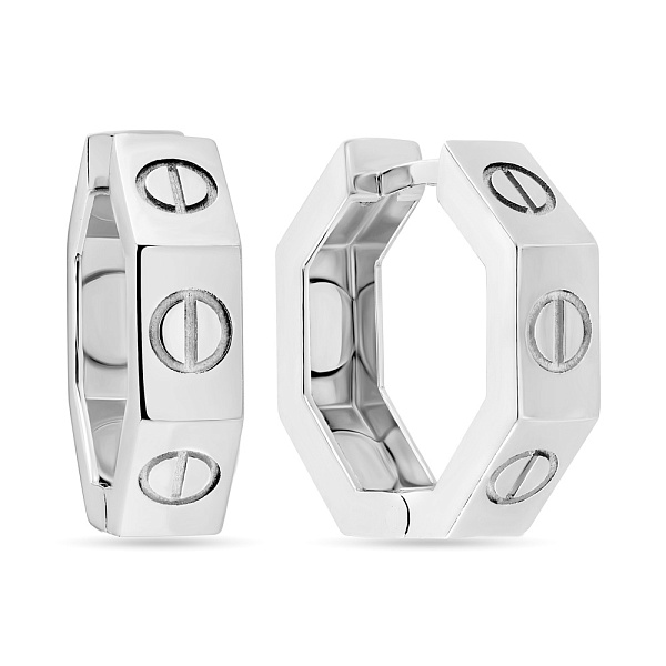 Серьги-кольца из белого золота (арт. 108602/15б) – изображение 1