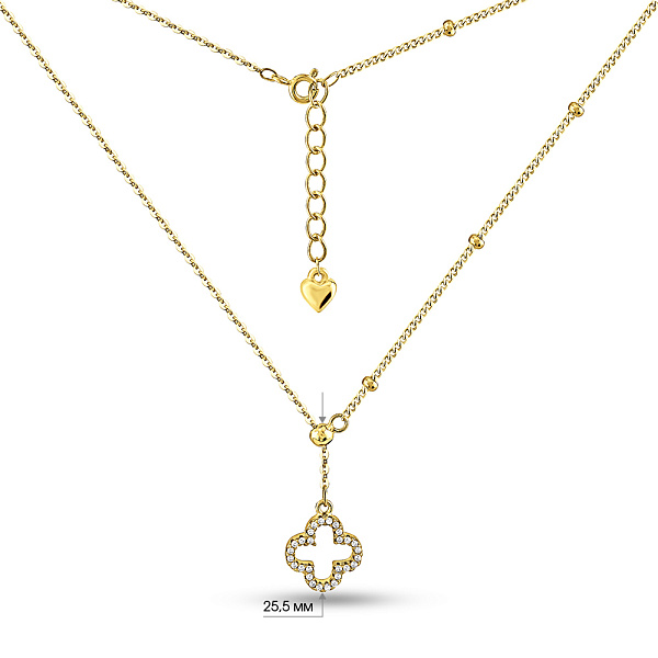 Серебряное колье Клевер с фианитами (арт. 7507/2221/10ж) – изображение 3