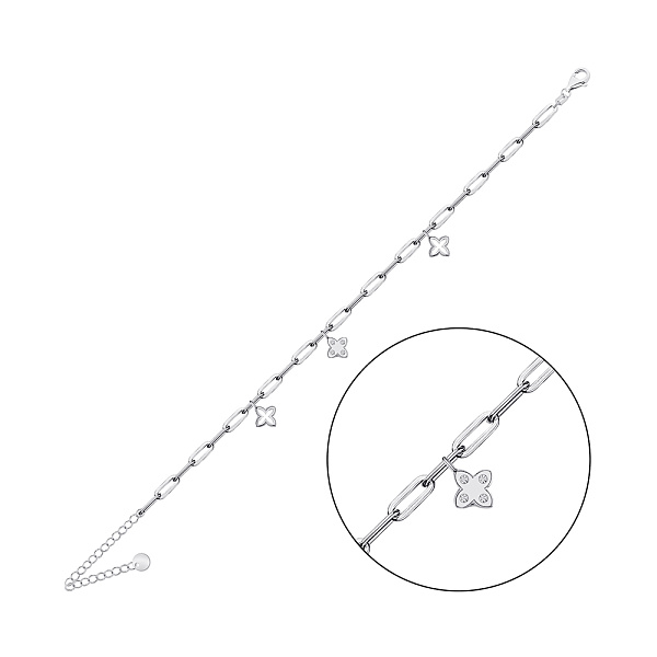 Серебряный браслет Цветы на ногу (арт. 7509/5012н) – изображение 1