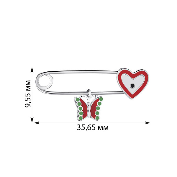 Серебряная детская булавка с подвеской (арт. 7511/138екбз) – изображение 2