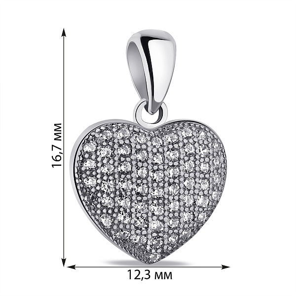Серебряный подвес Сердце с фианитами (арт. 7503/4127) – изображение 2