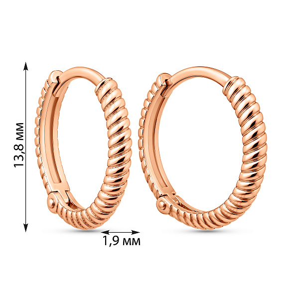 Серьги-кольца из красного золота (арт. 110976) – изображение 3