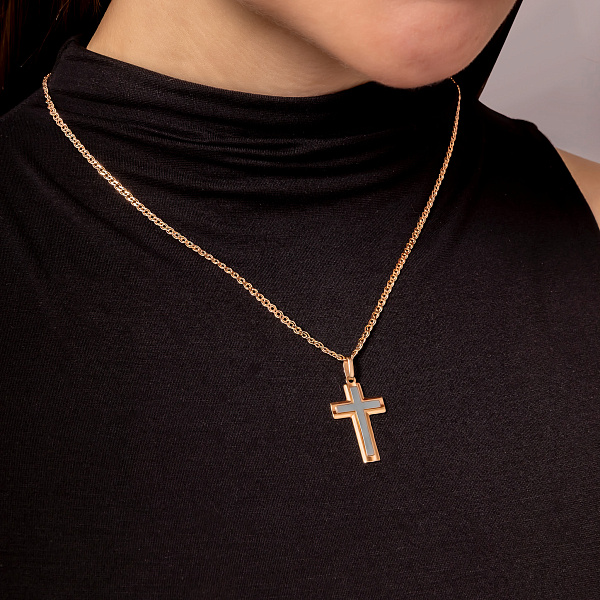 Крестик без распятия из красного золота (арт. 440410м) – изображение 2