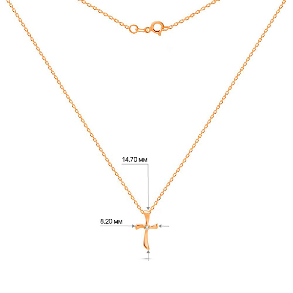 Золотое колье "Крестик" с фианитом (арт. 350963) – изображение 3