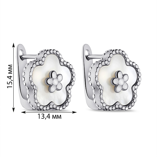 Серебряные серьги с перламутром (арт. 7502/9602/15п) – изображение 2