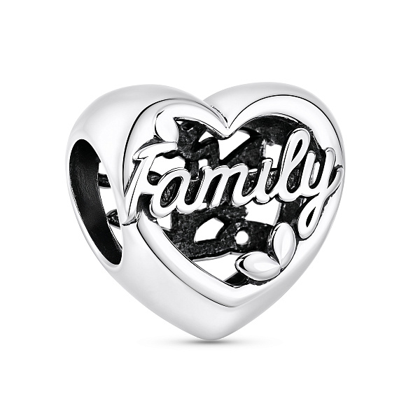 Серебряный шарм cердечко Family (арт. 7903/4575) – изображение 2