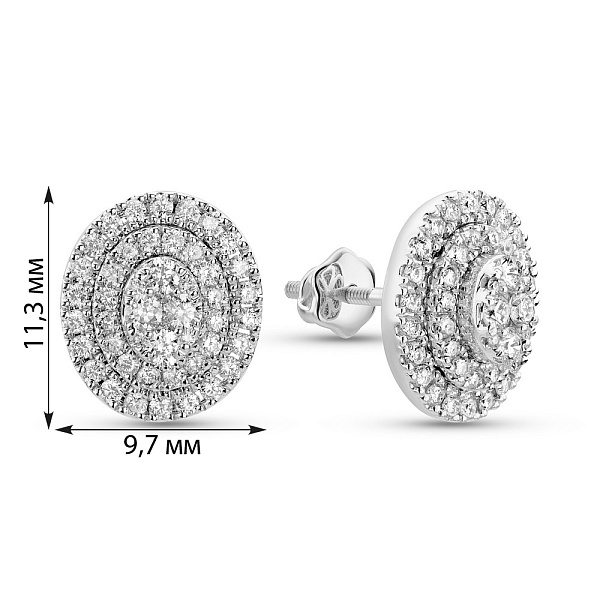 Сережки з білого золота з діамантами (арт. С341614070б) – зображення 2