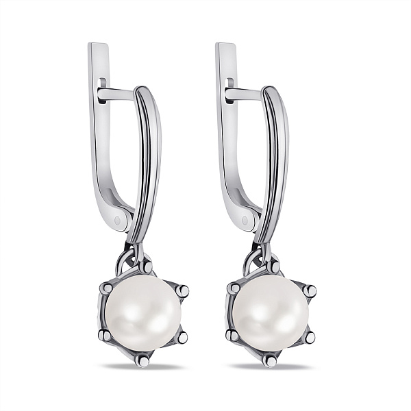 Серебряные серьги-подвески с жемчугом (арт. 7502/7088.10жб) – изображение 1