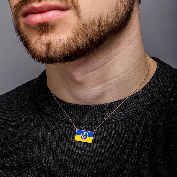 Золоте кольє Прапор України з емаллю (арт. 352615есж) – зображення 5