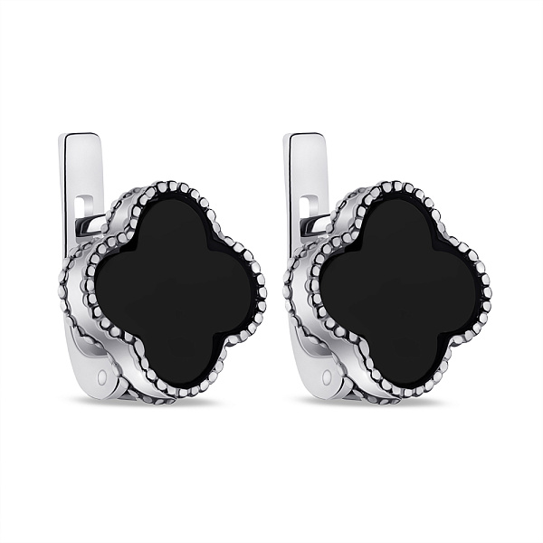 Сережки зі срібла з оніксом (арт. 7502/610/10осп) – зображення 1
