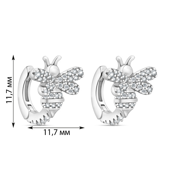 Серебряные серьги Пчелки с фианитами  (арт. 7502/9540/10) – изображение 2
