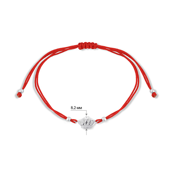 Серебряный браслет Корона с шелковой нитью (арт. 7309/5044к) – изображение 2