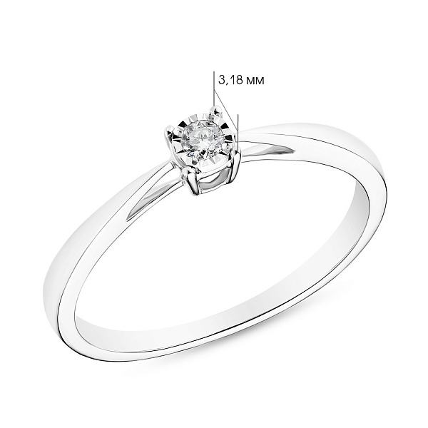 Золотое кольцо с бриллиантом (арт. К341165005б) – изображение 2