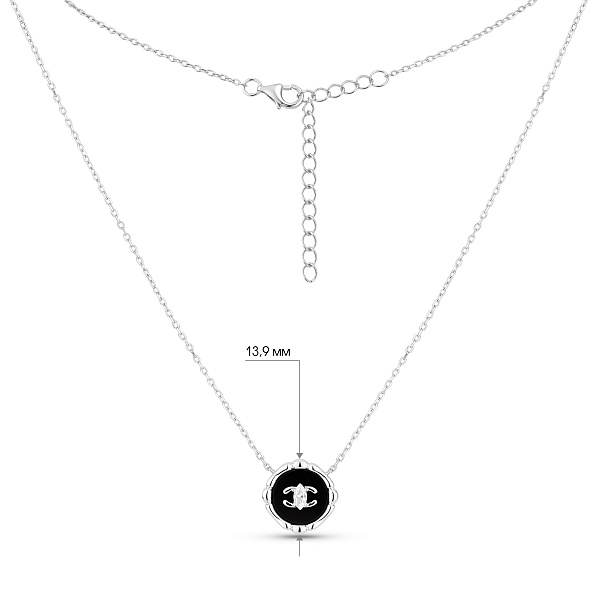 Серебряное колье с ониксом и фианитом (арт. 7507/2405о) – изображение 3