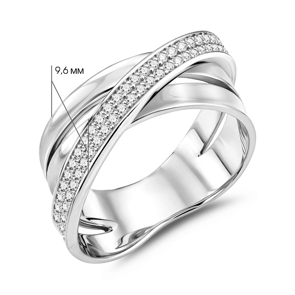 Кольцо из белого золота с дорожкой из фианитов (арт. 140600б) – изображение 2