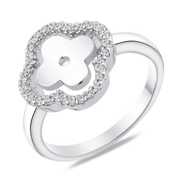 Серебряное кольцо клевер с фианитами (арт. 7501/8512/15) – изображение 1