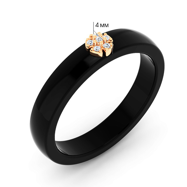Кольцо из золота и керамики с бриллиантами (арт. К011790кч) – изображение 2
