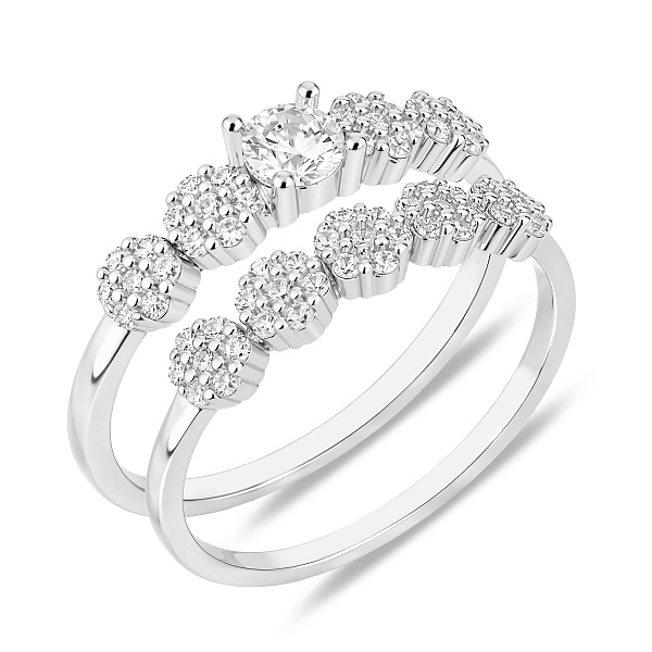 Двойное серебряное кольцо с фианитами (арт. 7501/8626) – изображение 1