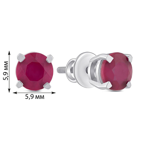 Серебряные серьги-пусеты с рубином (арт. 7518/2194356Р) – изображение 2