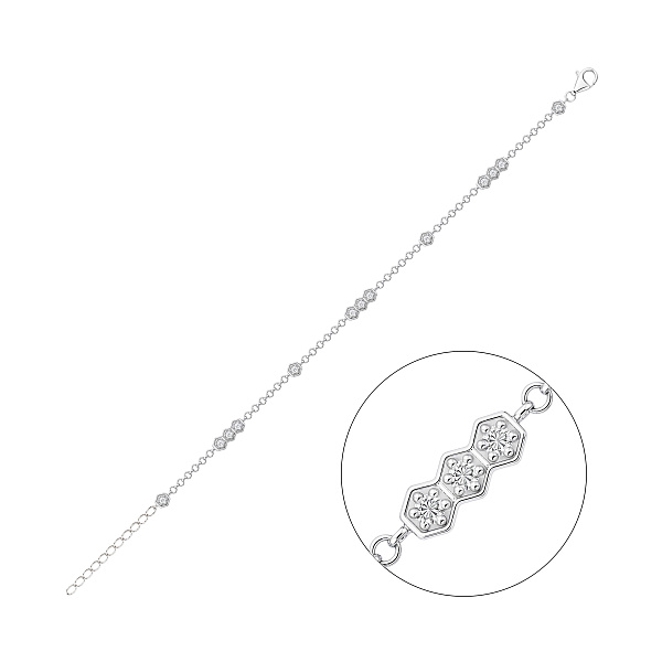 Тонкий серебряный браслет с фианитами (арт. 7509/1705Бр) – изображение 1