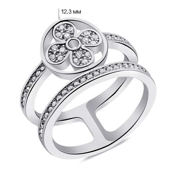 Серебряное двойное кольцо с фианитами (арт. 7501/6446) – изображение 2