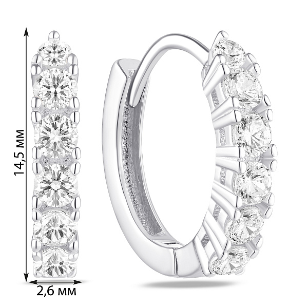 Серебряные серьги-кольца с фианитами (арт. 7502/10217/15) – изображение 2