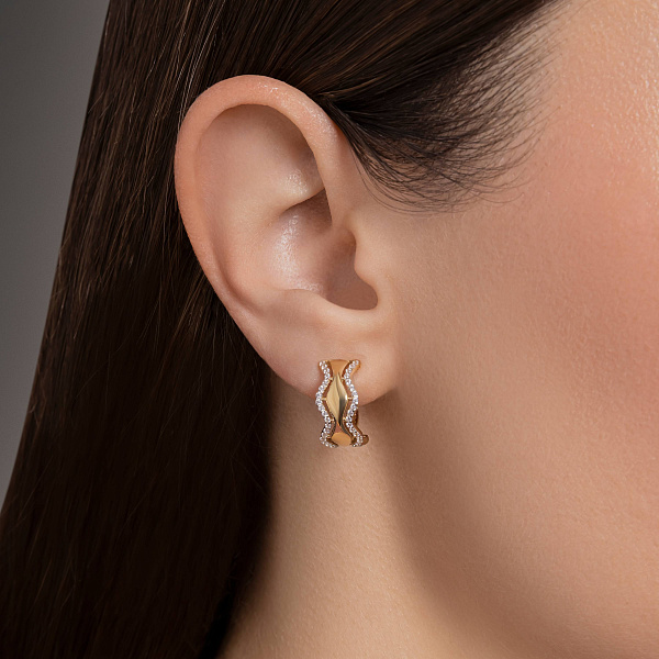 Сережки из желтого золота с фианитами (арт. 115000ж) – изображение 2