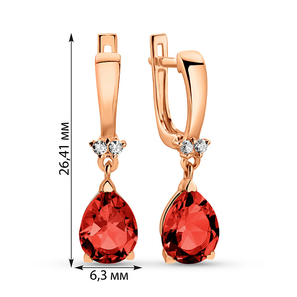 Сережки из золота с гранатом и фианитами (арт. 111154Пк) – изображение 2