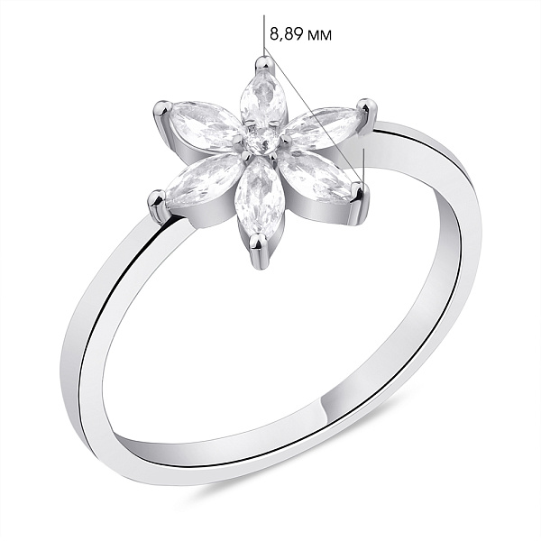 Серебряное кольцо "Цветок" с фианитами (арт. 7501/5976) – изображение 2