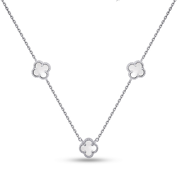 Серебряное колье Клевер с перламутром (арт. 7507/2213/7п) – изображение 1