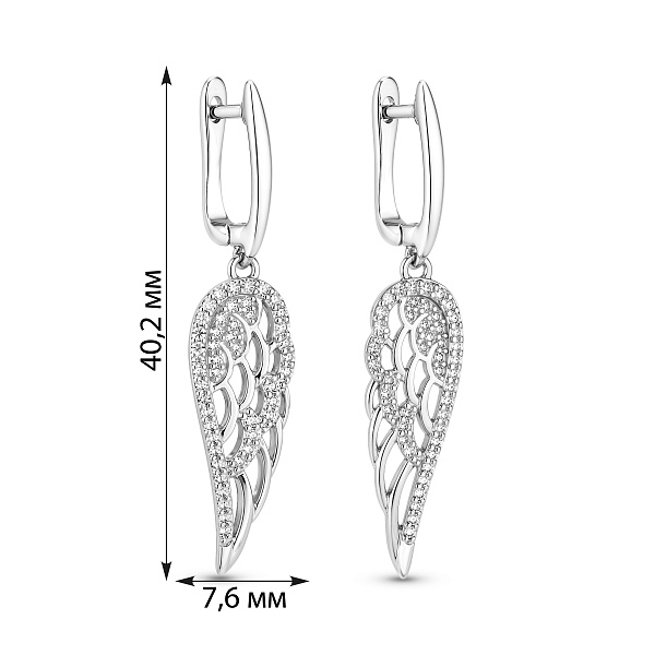 Серебряные серьги подвески с фианитами (арт. 7502/10287) – изображение 2