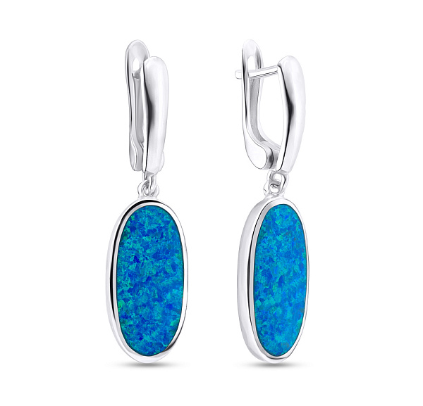 Серебряные серьги подвески с опалом (арт. 7502/3418Пос) – изображение 1