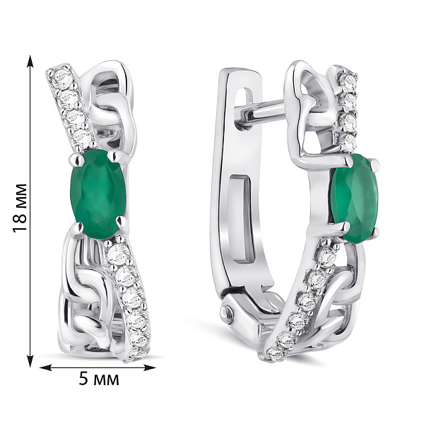 Серебряные серьги с агатом и фианитами (арт. 7502/2189534Аз) – изображение 2
