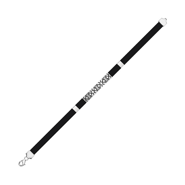 Серебряный браслет с каучуком (арт. 7609/5063) – изображение 1