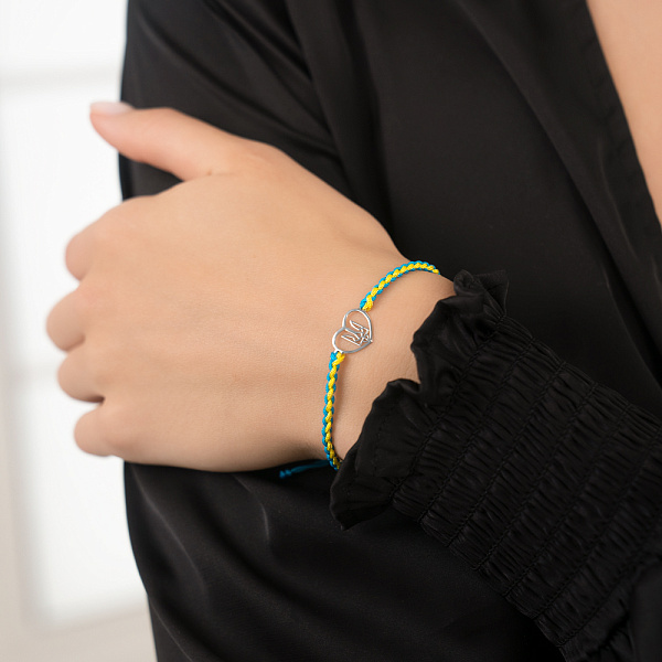 Браслет из шелковой нити и серебра Трезубец (арт. Х340061гж) – изображение 3