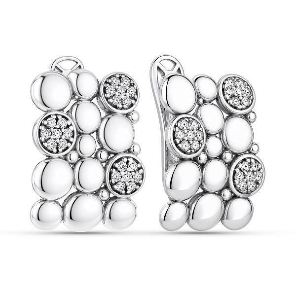 Серебряные массивные серьги с фианитами (арт. 7902/2200) – изображение 1