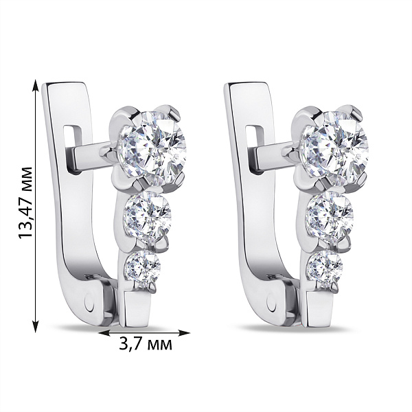 Срібні сережки з фіанітами (арт. 7502/А112сю) – зображення 2