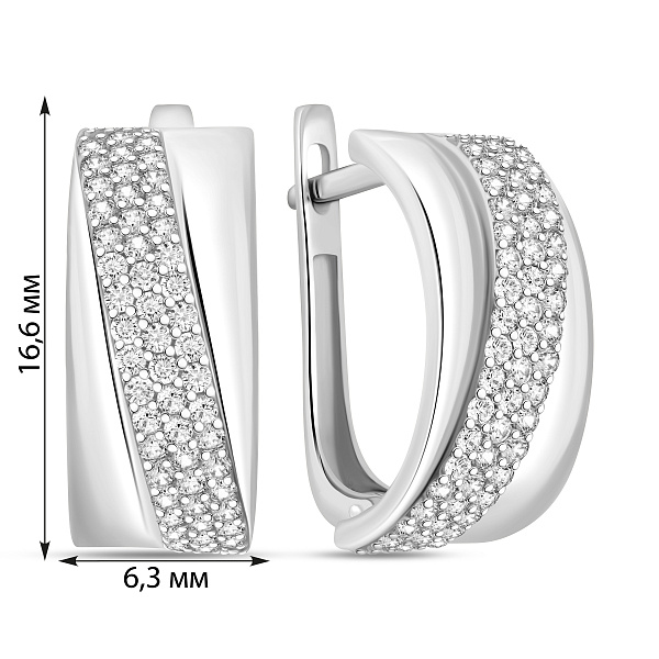 Серьги из белого золота с дорожкой из фианитов (арт. 111300б) – изображение 4