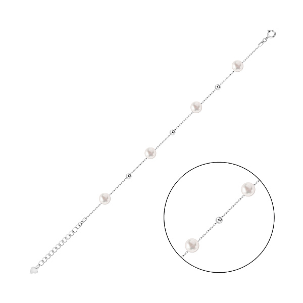 Серебряный браслет с жемчужинами (арт. 7509/5542жб) – изображение 1