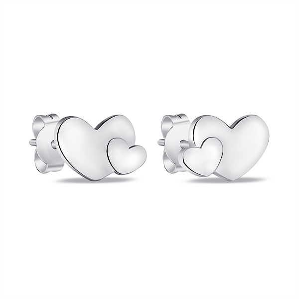 Серьги Сердечки из серебра без камней (арт. 7518/6628) – изображение 1