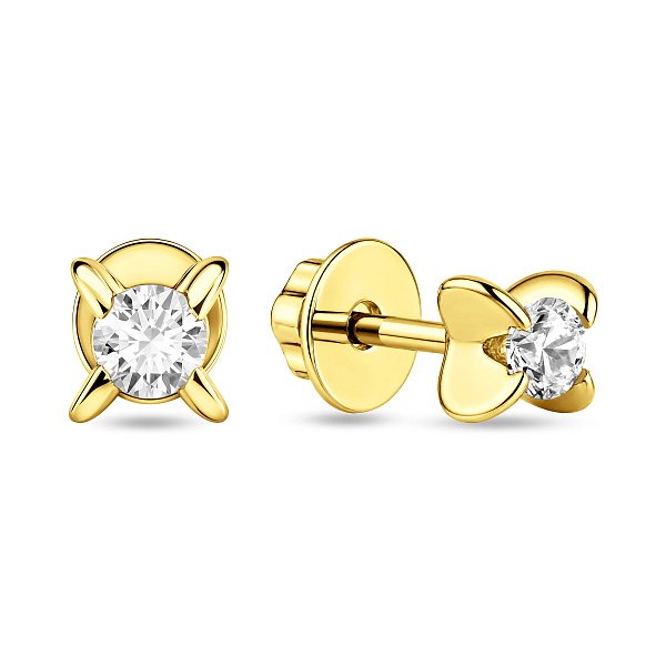 Серьги-пусеты из желтого золота с фианитами (арт. 110270ж) – изображение 1