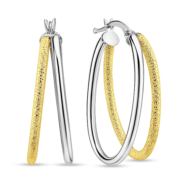 Сережки-кільця з жовтого і білого золота (арт. 1091895/30жб) – зображення 1