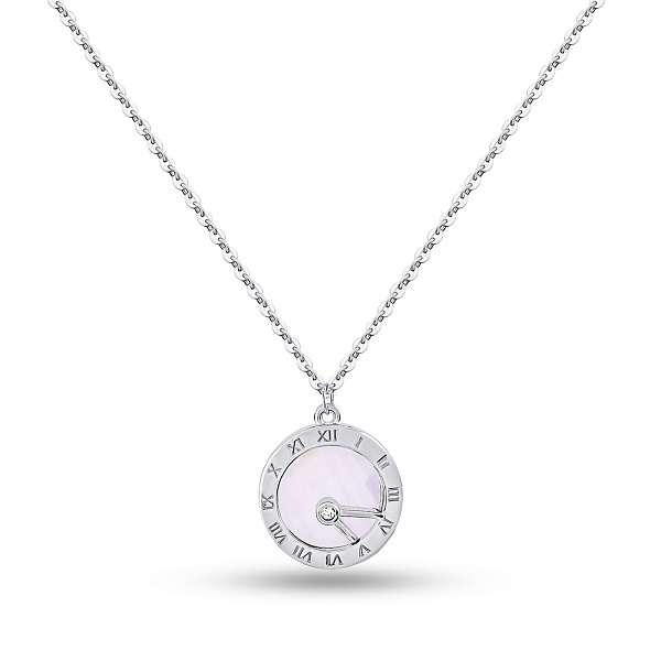 Серебряное колье Часы с перламутром (арт. 7507/2220п) – изображение 1