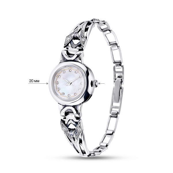 Серебряные часы с фианитами (арт. 7926/7100012) – изображение 2