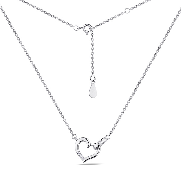 Колье серебряное "Сердце" с фианитами (арт. 7507/1361) – изображение 2