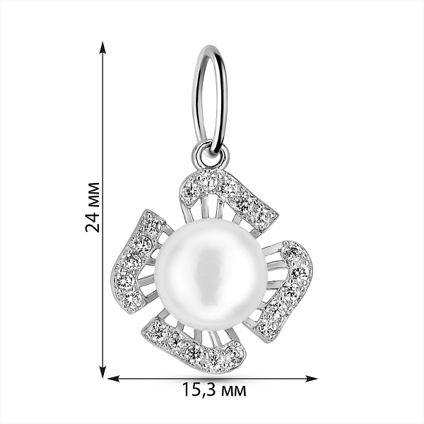 Серебряный подвес Цветок с жемчужиной (арт. 7503/П2ЖФ/4025) – изображение 2