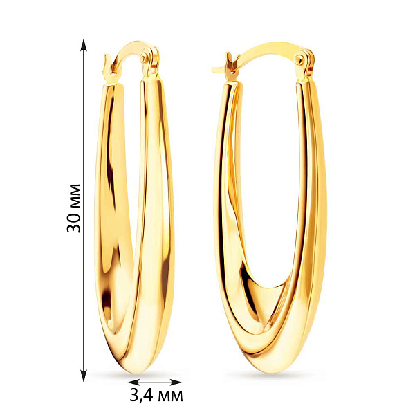 Золотые серьги в желтом цвете металла (арт. 107660/30ж) – изображение 2