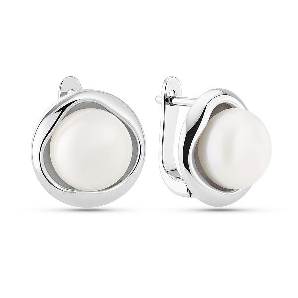 Серебряные серьги с жемчугом (арт. 7502/2187080жб) – изображение 1